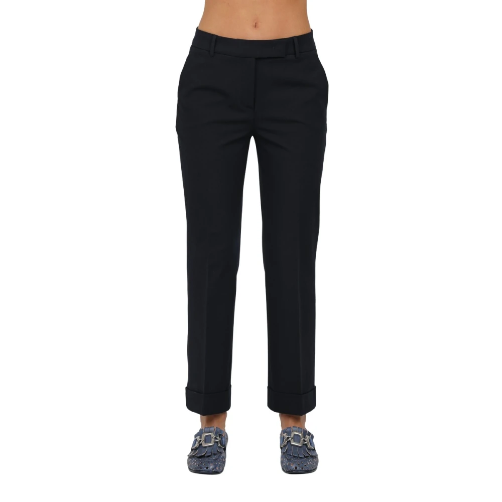 Via Masini 80 Wijde broek met omslag Black Dames