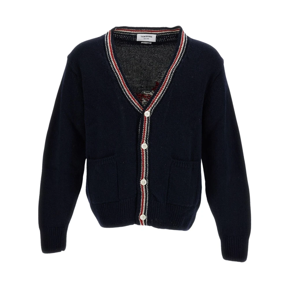 Thom Browne Mannelijk Blauw Truien & Vesten Heren, M, Wol, Donegal Intarsia Hector Patchwork Vest