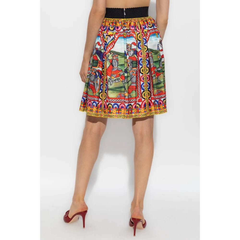 Dolce & Gabbana Zijden rok met Carretto-patroon Multicolor Dames