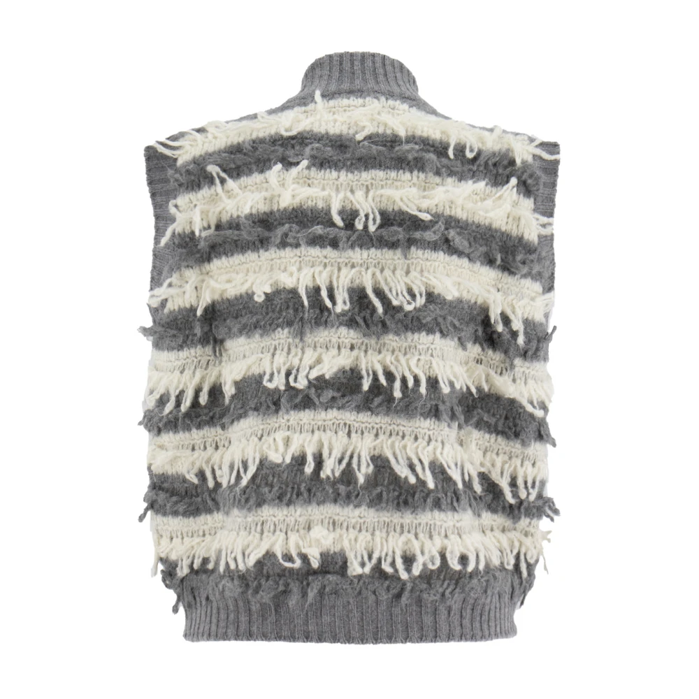 Panicale Gestreept Gebreid Vest Gray Dames