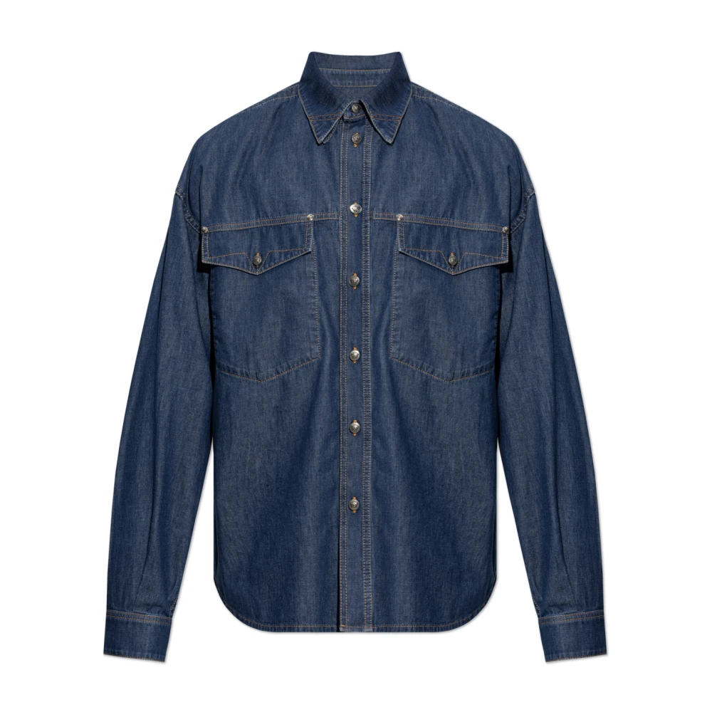 Versace Uomo Blu - Camicia In Denim - Shirts - S