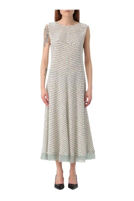 grid-pattern-flared-skirt-dress