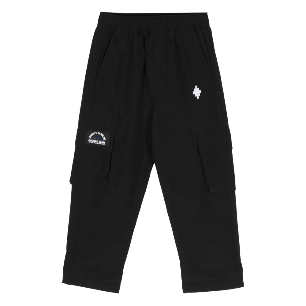 Marcelo Burlon Girls Black Trousers, 4 Y, Nylon Trousers