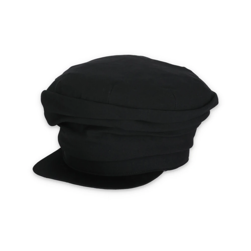 Yohji Yamamoto Zwarte wollen hoed met klep voor vrouwen Black Dames