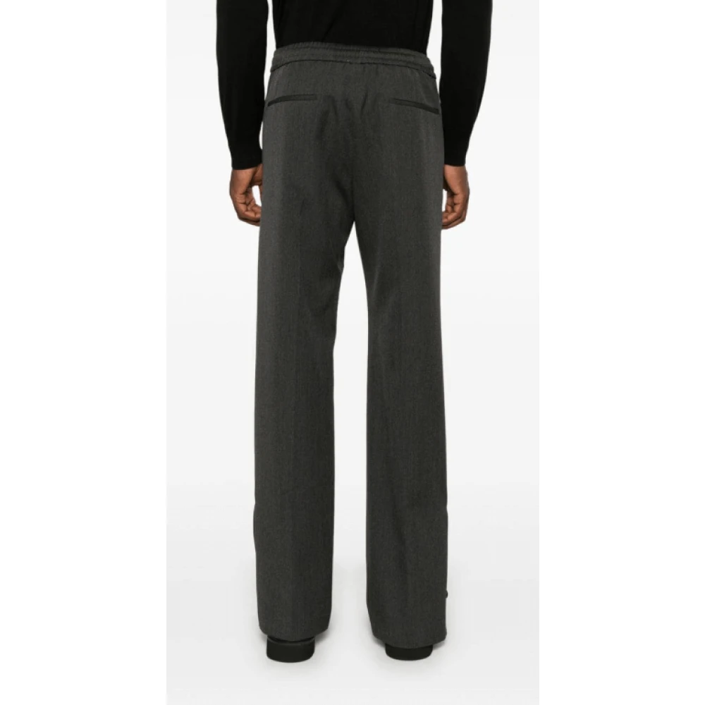 Gucci Logo Trim Wollen Broek Gray Heren