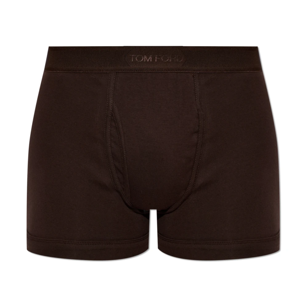 Tom Ford Uomo Marrone - Boxer In Cotone Con Logo - Underwear - Xs