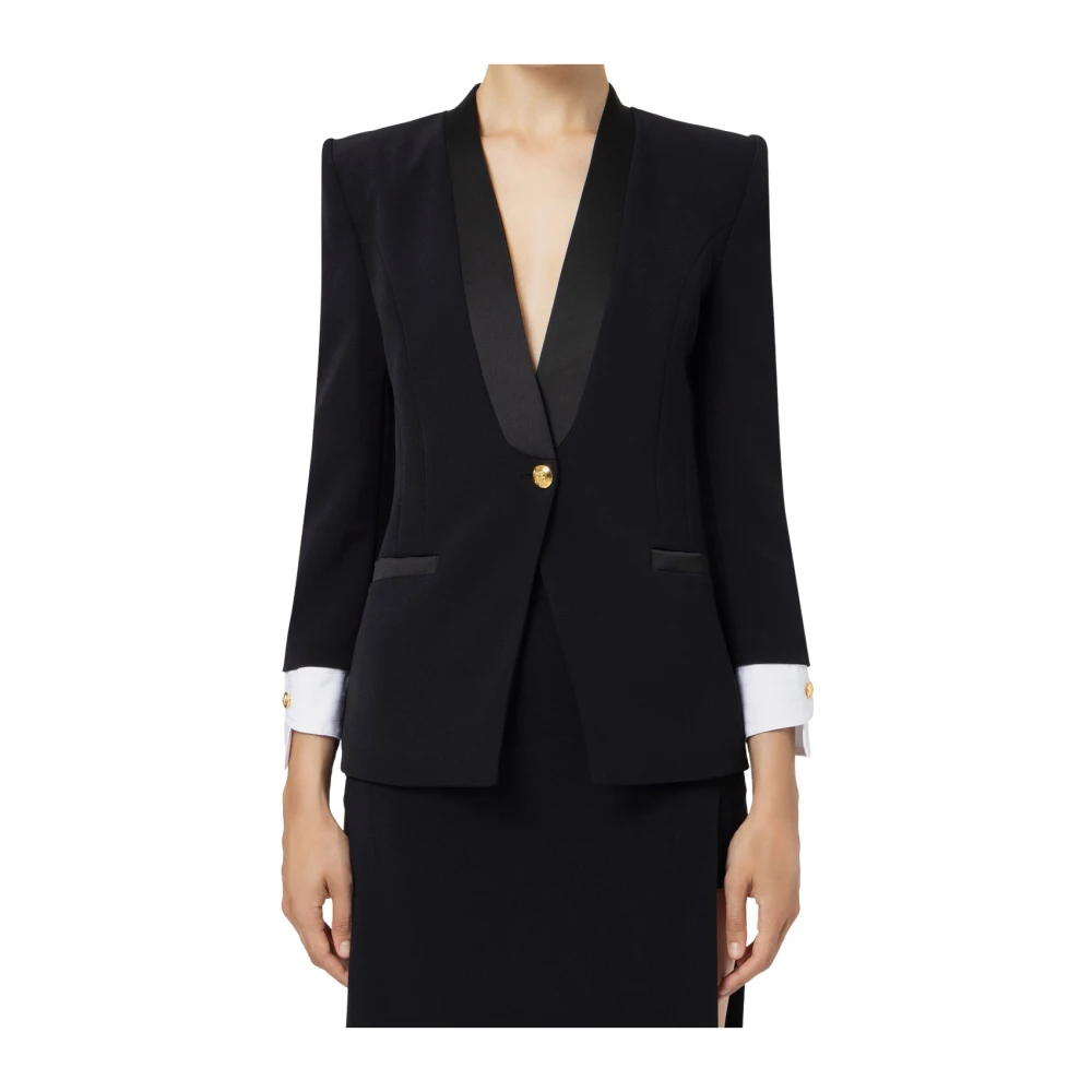 Elisabetta Franchi Zwarte Jassen voor Vrouwen Black Dames