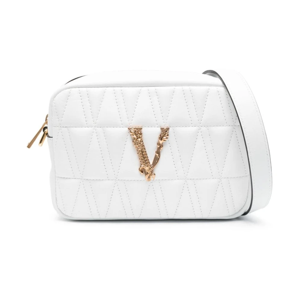 Versace Virtus Leren Crossbody Tas White Dames