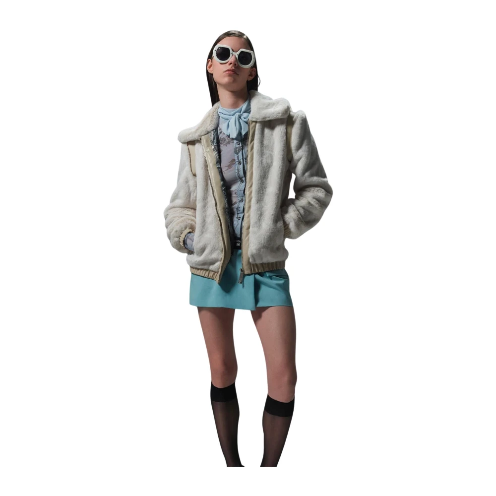 John Richmond Korte bontjas met rits Beige Dames