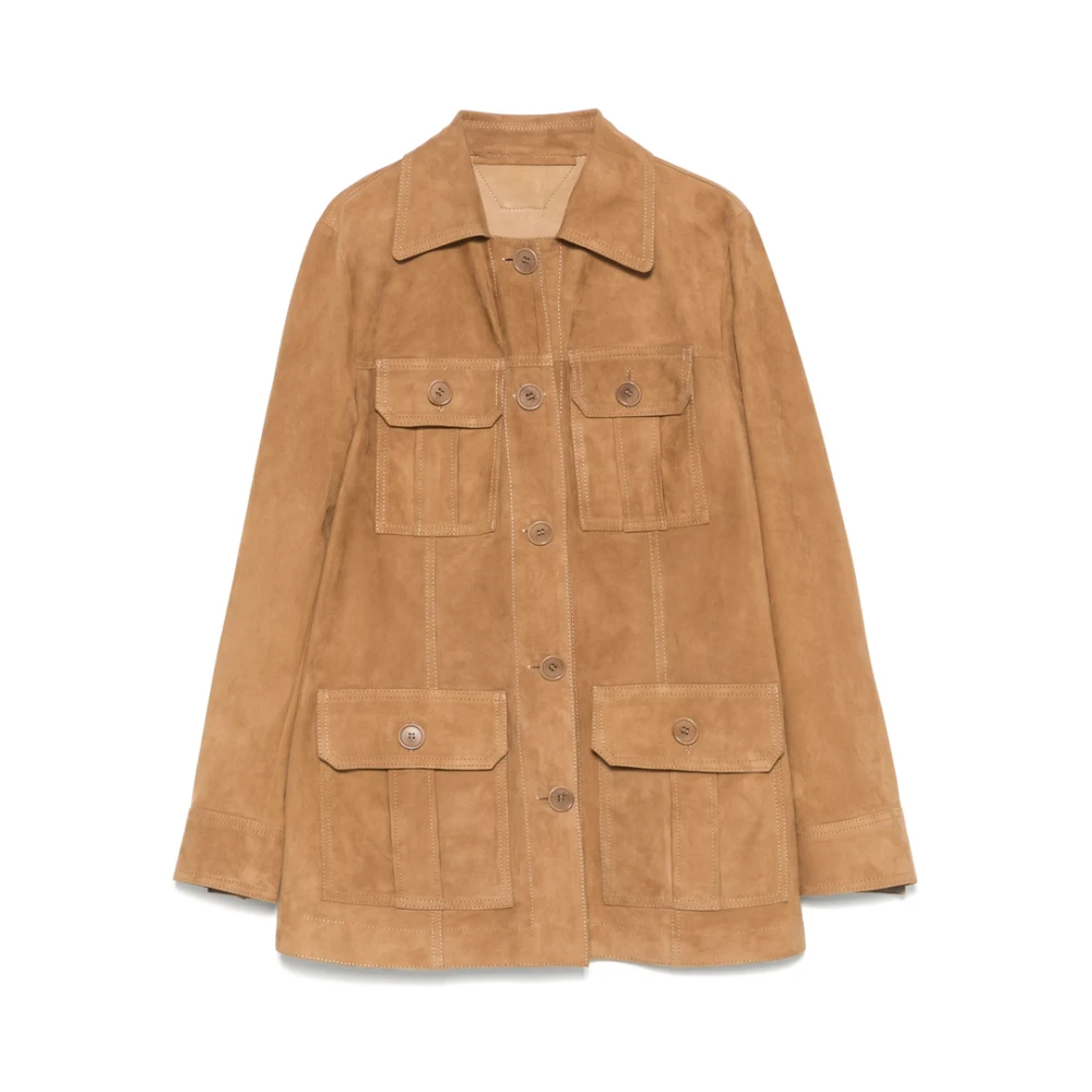 Salvatore Santoro Beige leren bovenkleding met knoopsluiting Beige Dames