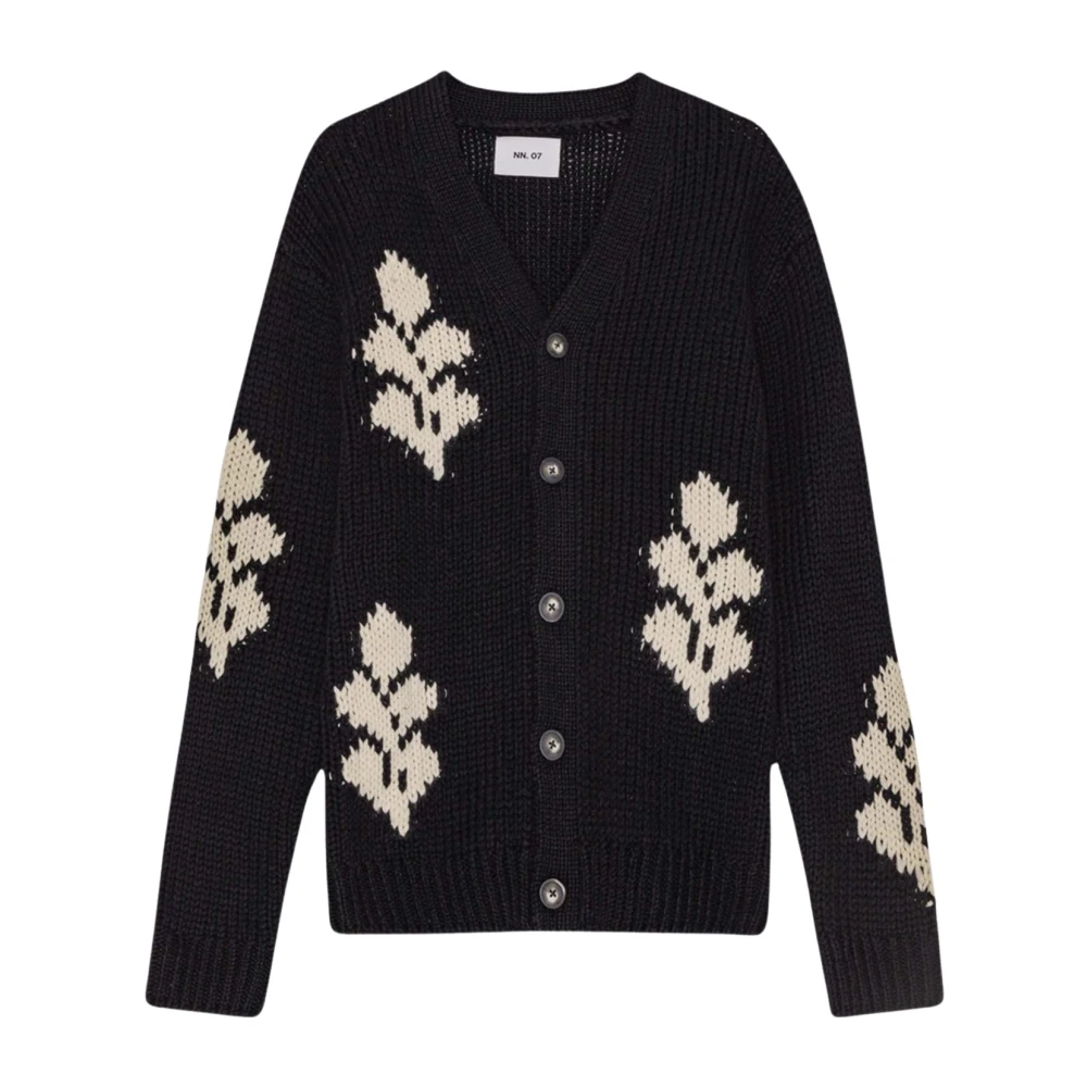 Nn07 Blad Intarsia Vest Zwart Black Heren