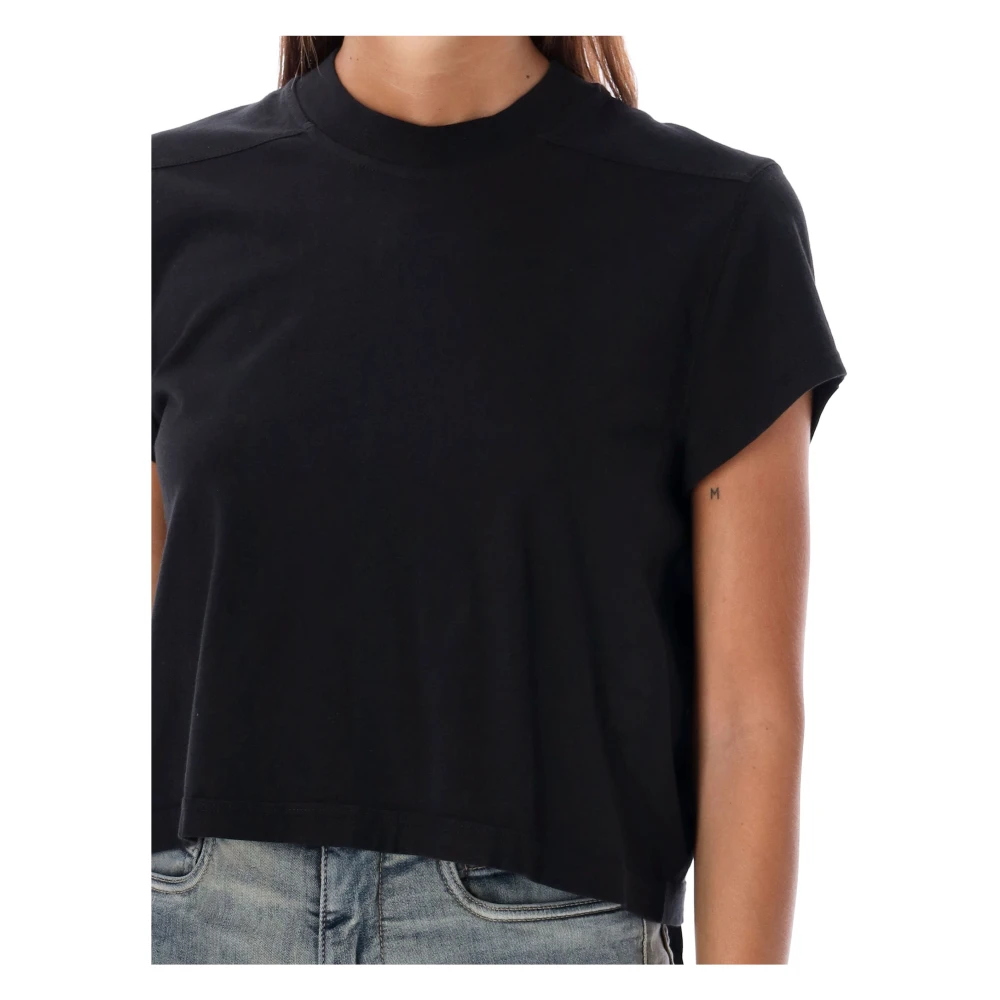 Rick Owens Zwart Cropped T-shirt Black Dames