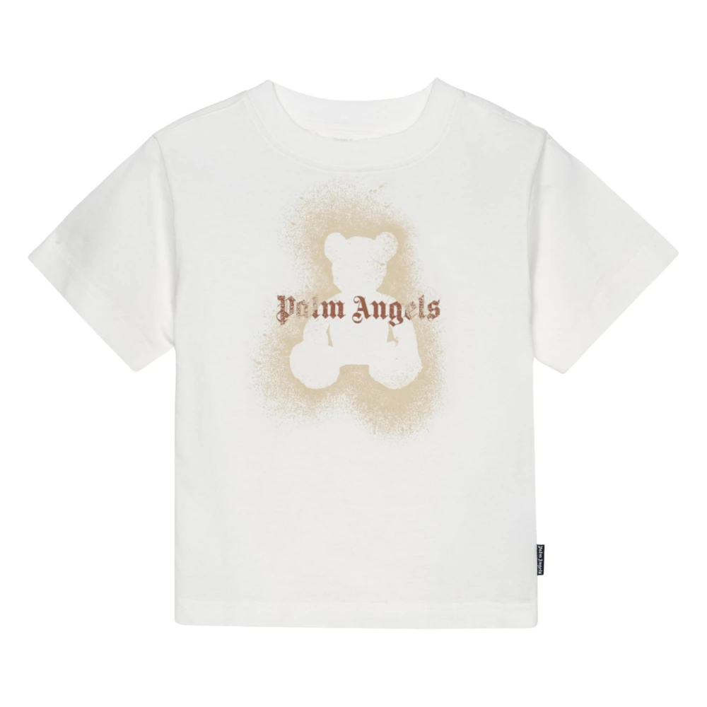 Palm Angels Girls Beige Spray Bear Regular T-Shirt - Kids Short Sleeve T-Shirts - 6 Y - Kids