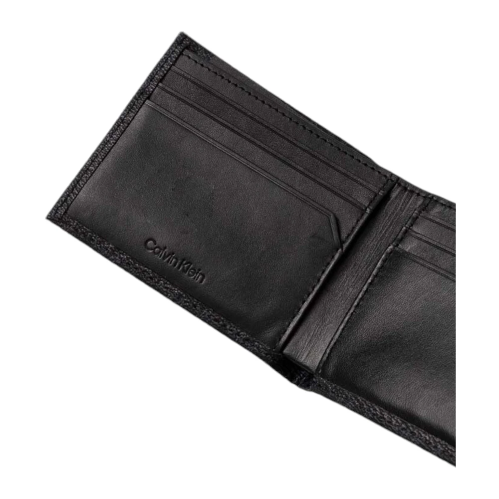 Calvin Klein Zwarte Bedrukte Portemonnee Polyester-Polyurethaan Mix Black Heren