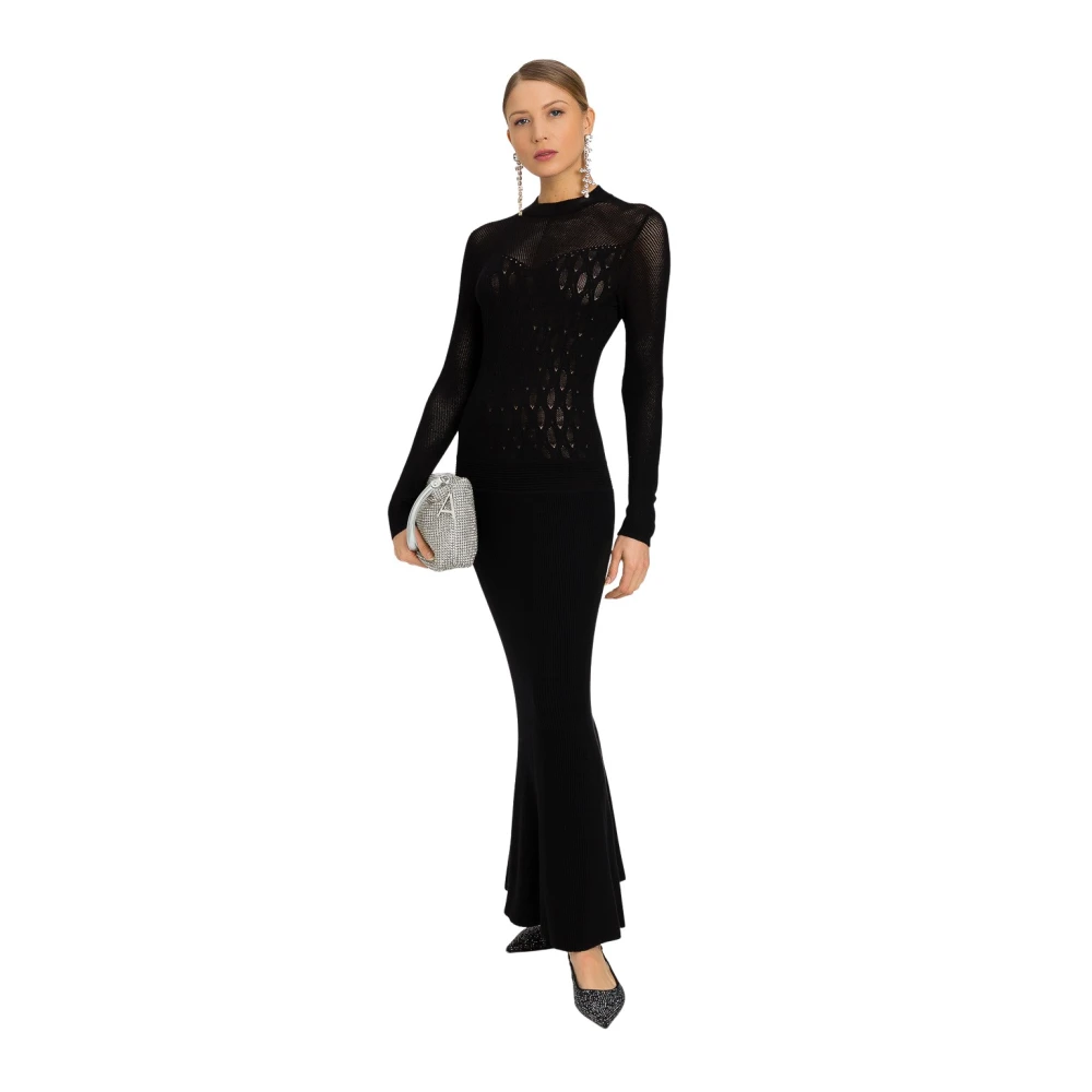 Twinset Svart Bodycon Stickad Klänning Black, Dam