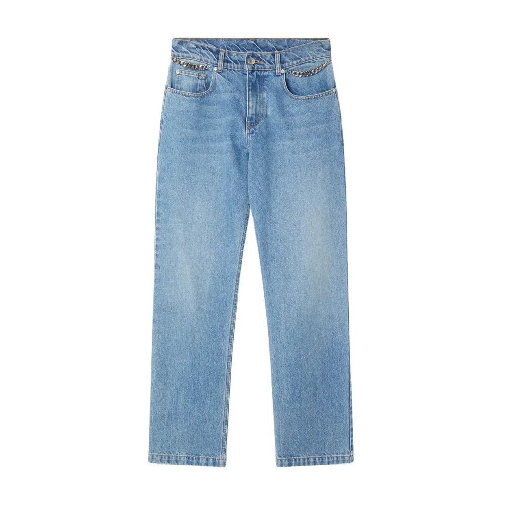 Stella Mccartney Blauwe Katoenen Denim Jeans met Ketting-Link Details Blue Dames