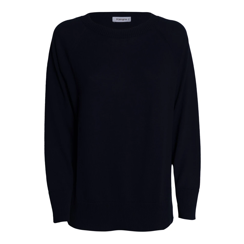 Kangra Women's Blue Round-Neck Knitwear, S, Round-Neck Knitwear