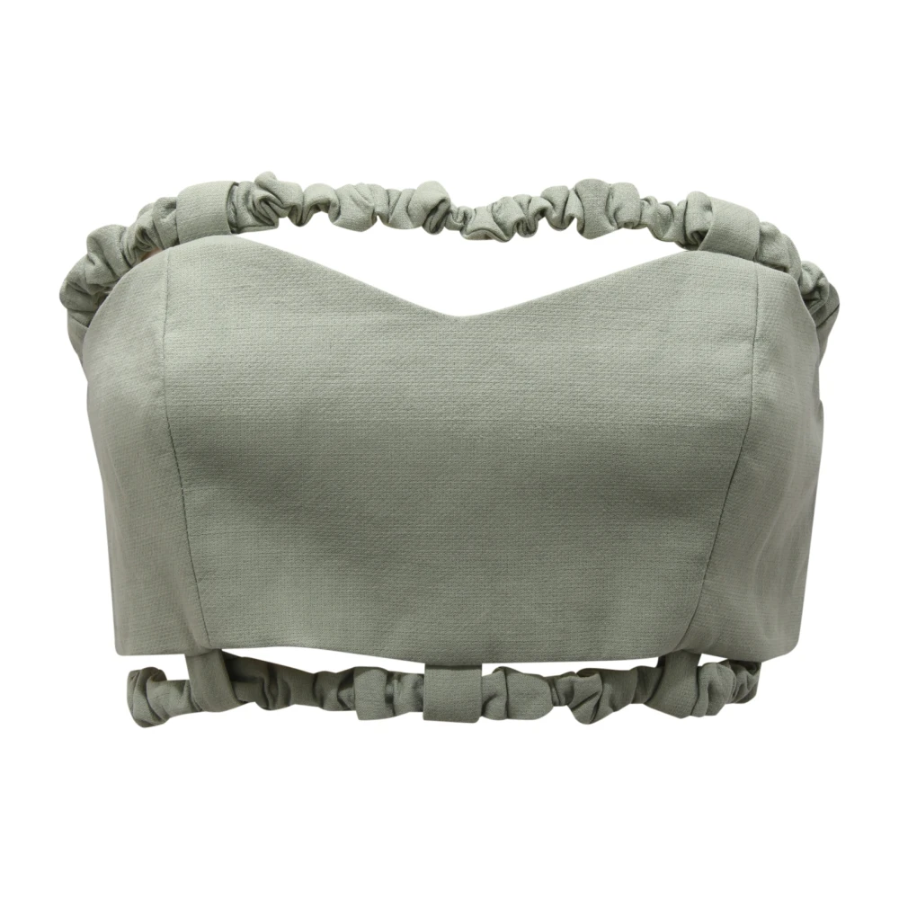 Ganni Women's Green Cropped Top - Sleeveless Tops - M - Tops