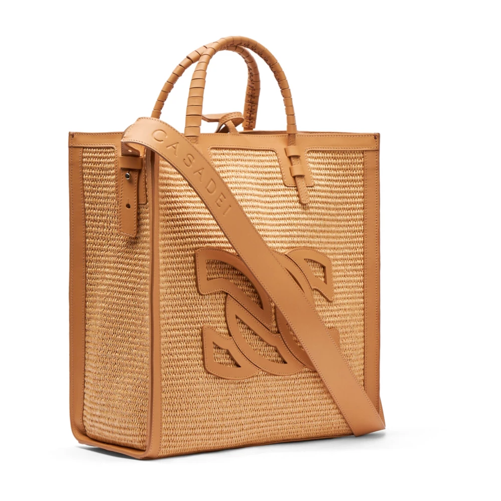 Casadei Rafia Mini Tote Tas Beige Dames