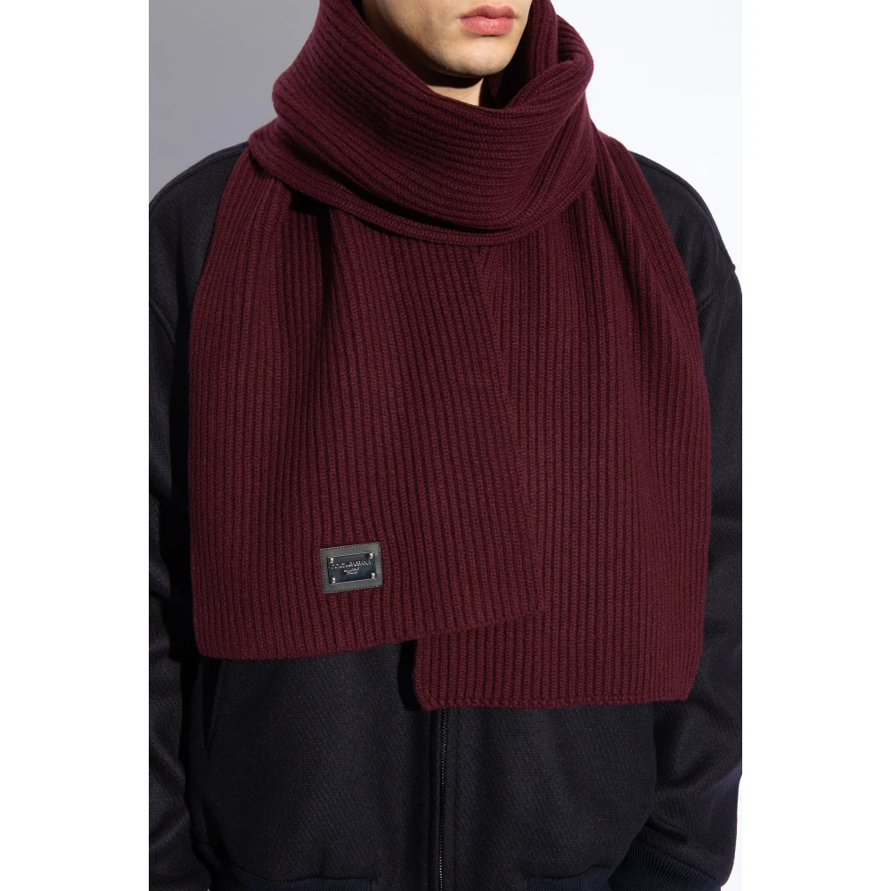 Dolce & Gabbana Wollen sjaal met logo Red Heren