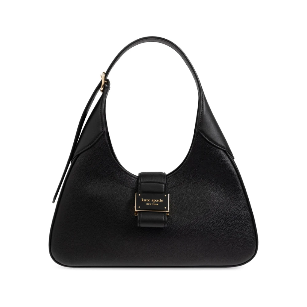 Kate Spade Zwarte Leren Schoudertas met Logo Black Dames