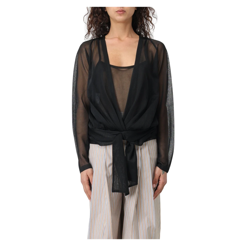 Alberta Ferretti Women's Black Blouses,, Crepe Viscose Cardigan Medium