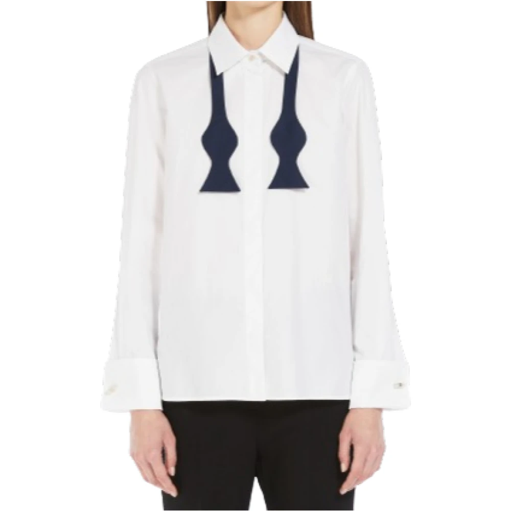 Max Mara Witte Katoenen Overhemd met Strik White Dames