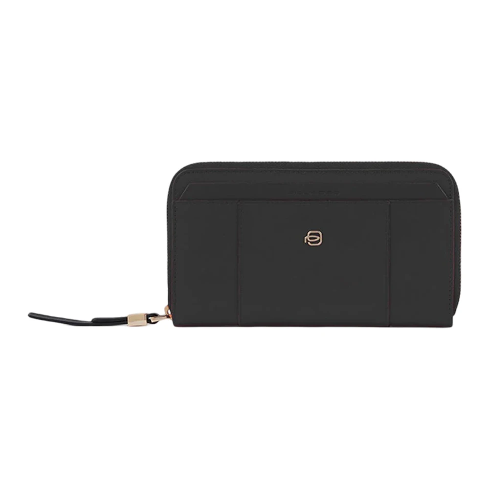 Piquadro Women's Black Clutches, One Size, Circle Wallet