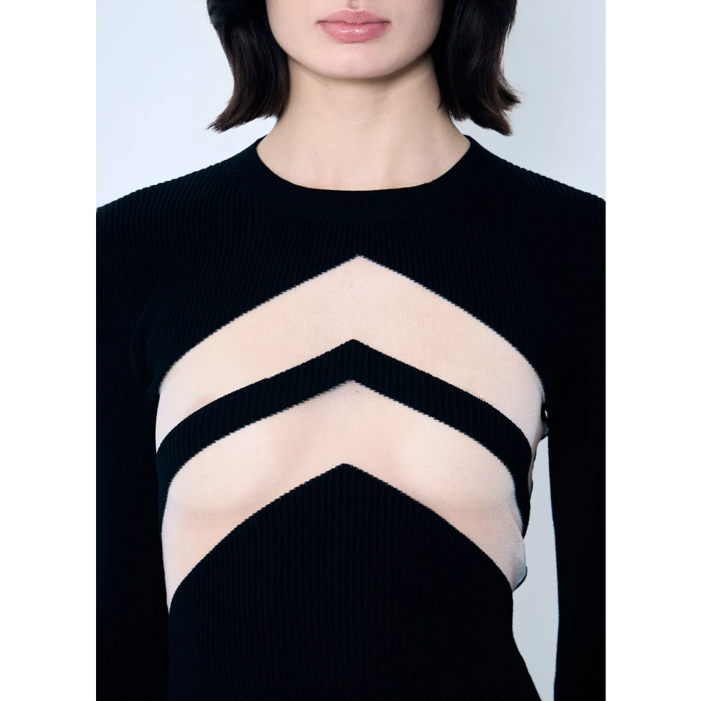 Jean Paul Gaultier Transparante Paneel Geribbelde Coltrui Black Dames