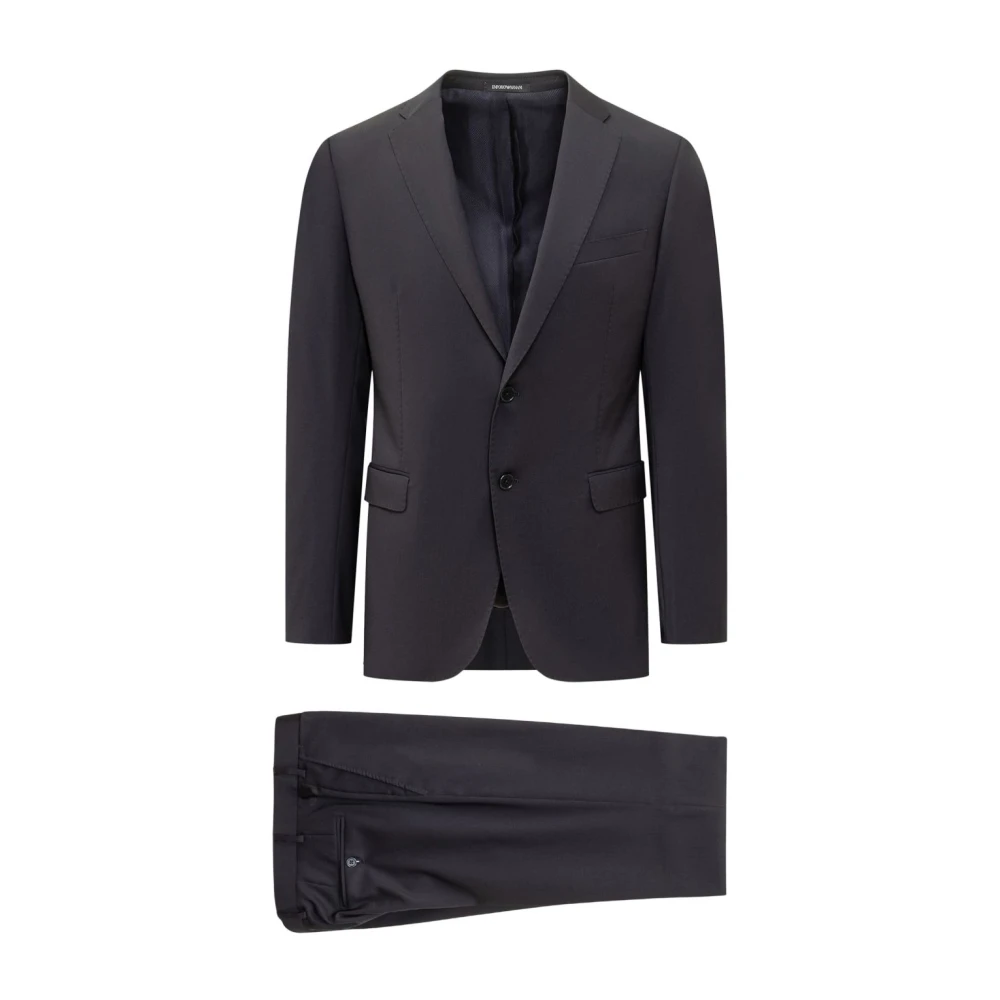Emporio Armani Herr Svart Kostymer S, Mörkgrå Enkelknäppt Klänning