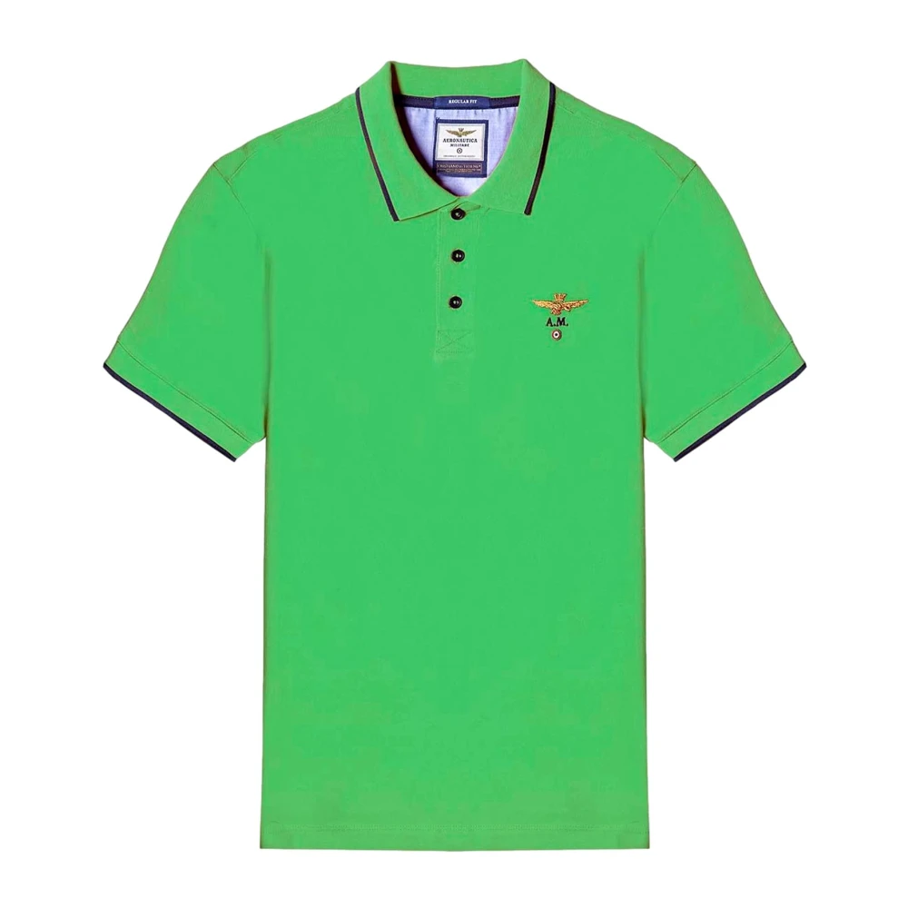 Aeronautica militare Korte mouw katoenen poloshirt groen Green Heren