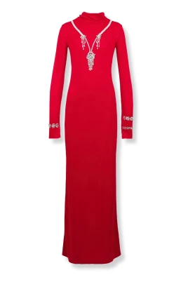 Backless Embellished Maxi Dress