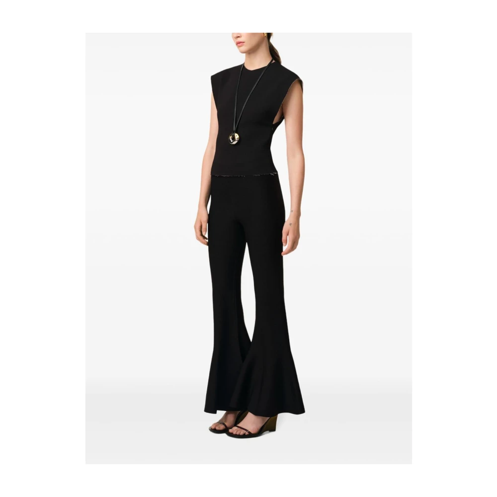 Ami Paris Zwarte Fluwelen Broek Lange Lengte Black Dames