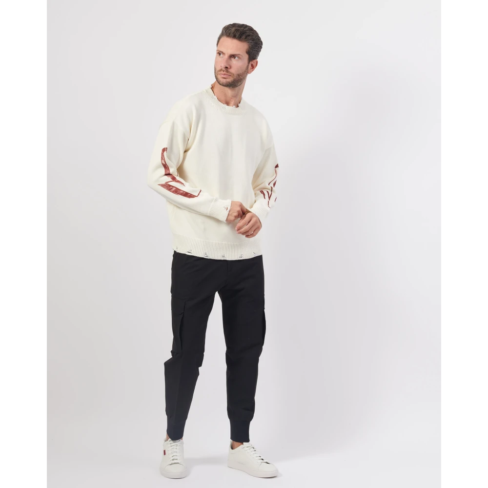 Disclaimer Witte Sweater met Contrastprint White Heren