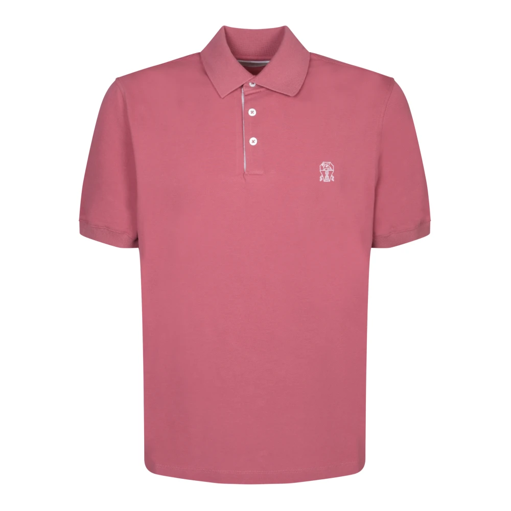 BRUNELLO CUCINELLI Polo Shirt met Contrasterend Logo Pink Heren