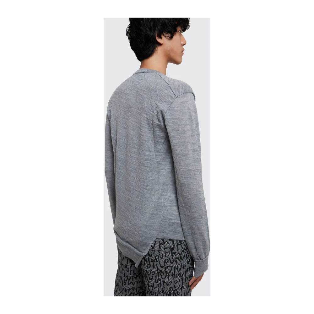 Comme des Garçons Grijze Trui met Logo Print Gray Heren