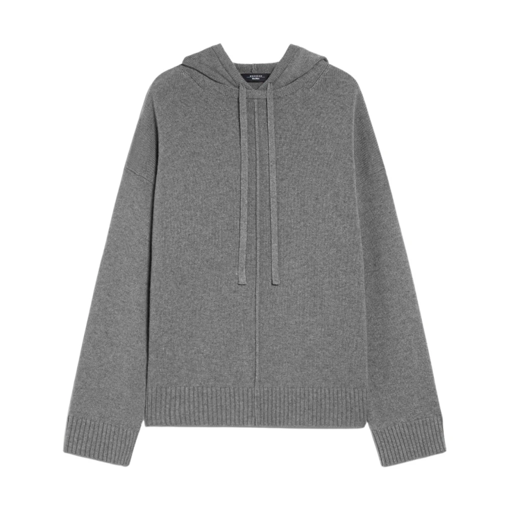 Max Mara Weekend Gezellige Hooded Gebreide Trui Gray Dames
