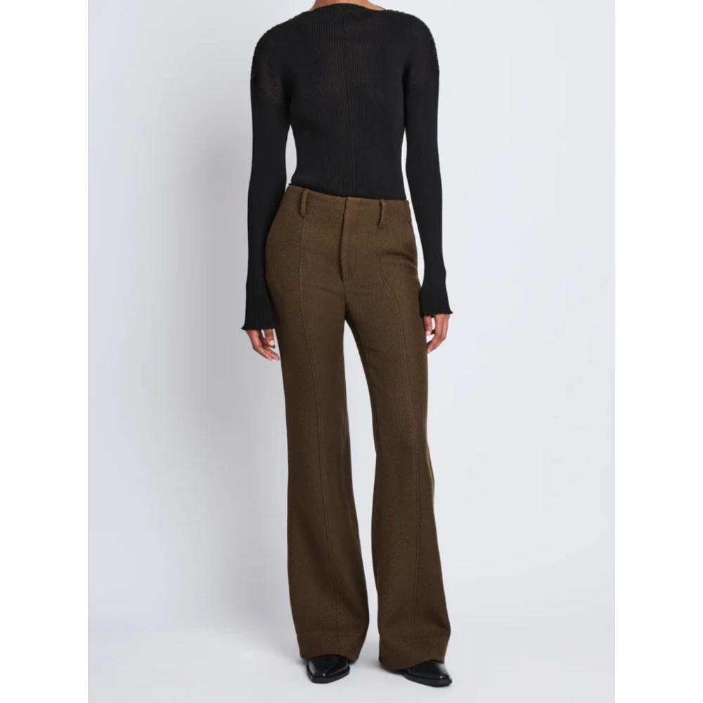 Proenza Schouler Wollen Twill Broek Klassieke Vrouwelijke Snit Green Dames