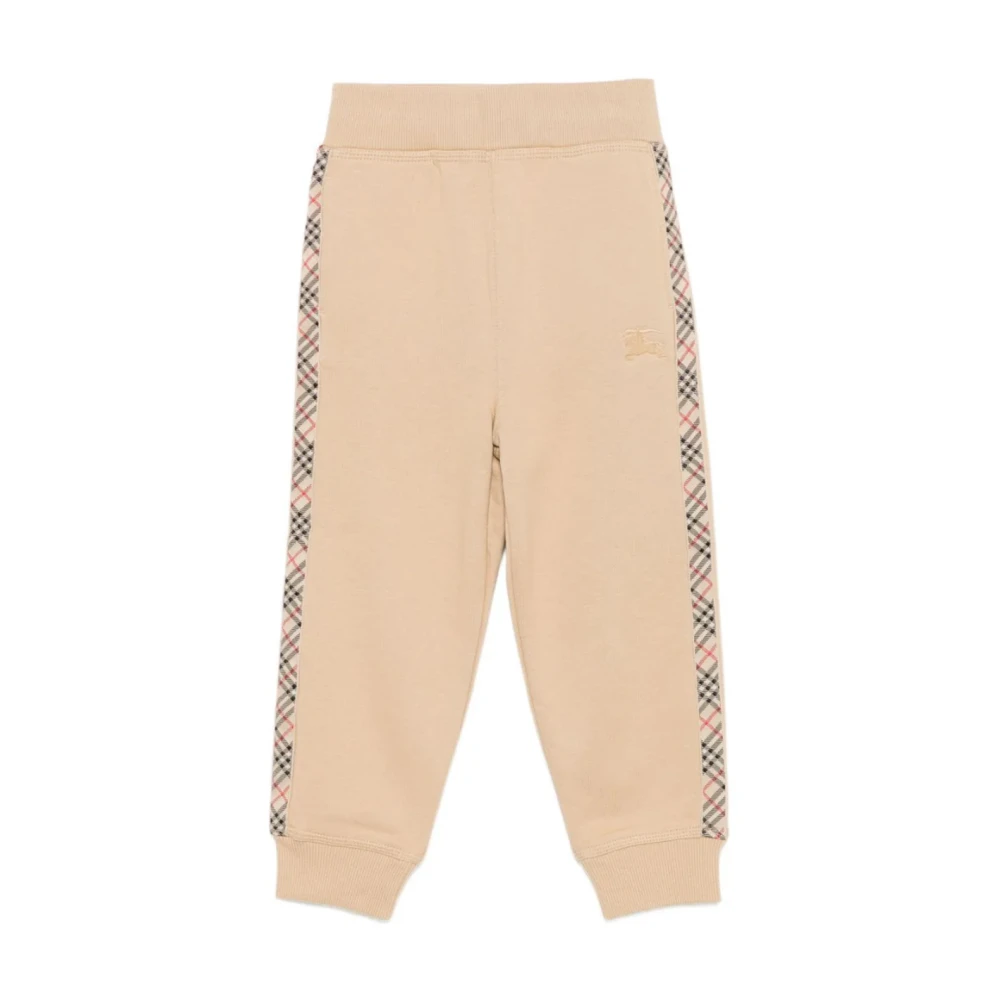 Burberry Unisex Beige Check Trim Cotton Jogging Pants
