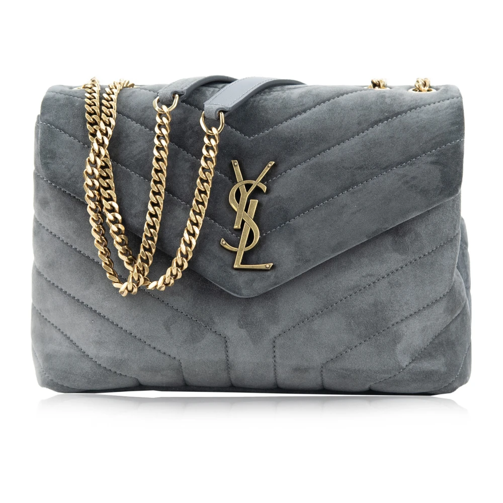 Saint Laurent Leren Schoudertas Magnetische Knoop Gray Dames