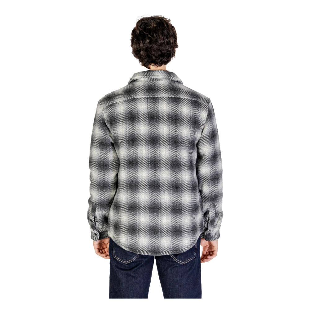 Gianni Lupo Geruite wolblend lange jas zwart Black Heren