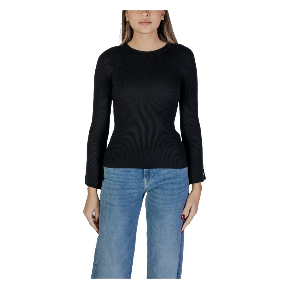 Only Zwarte Gebreide Ronde Hals Trui Black Dames