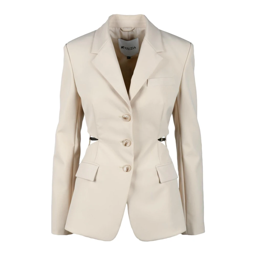 Krizia Elegante Jas van Stretchstof Beige Dames