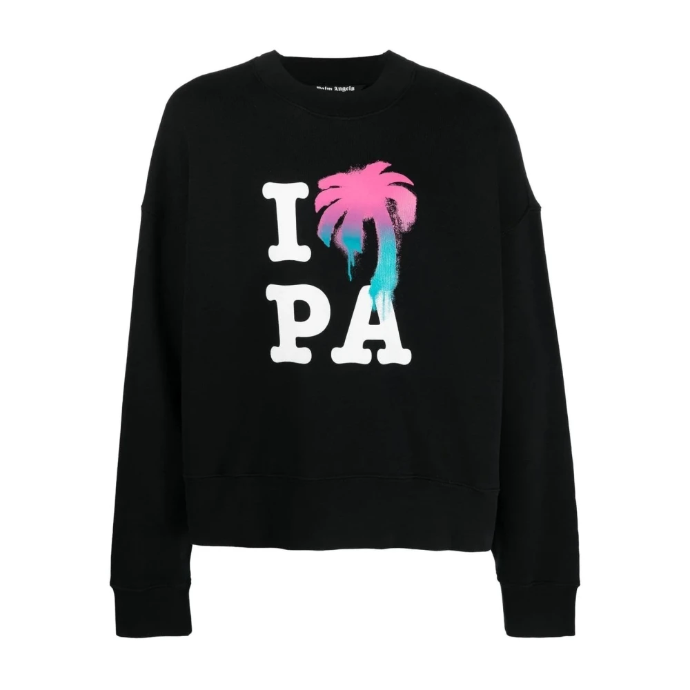 Palm Angels Grafische Print Crew Sweatshirt Black Heren
