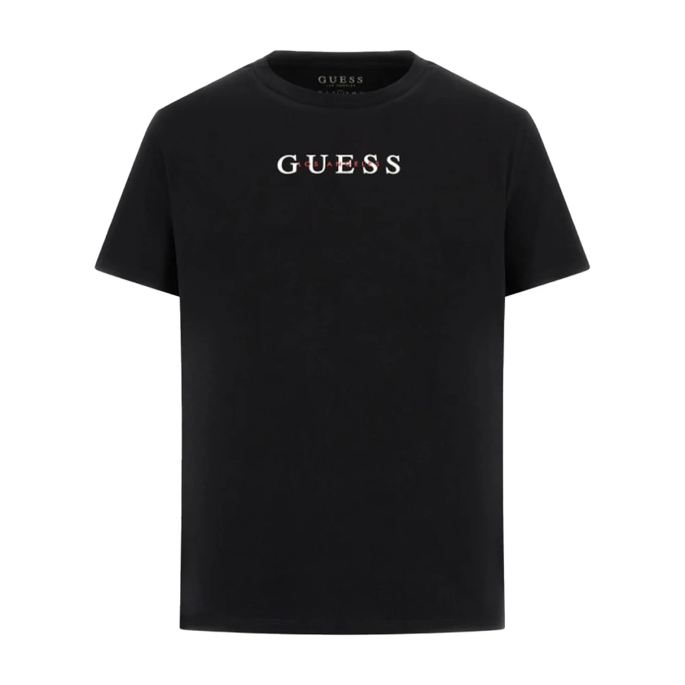 Guess Zwart Katoen Logo T-shirt Black Heren