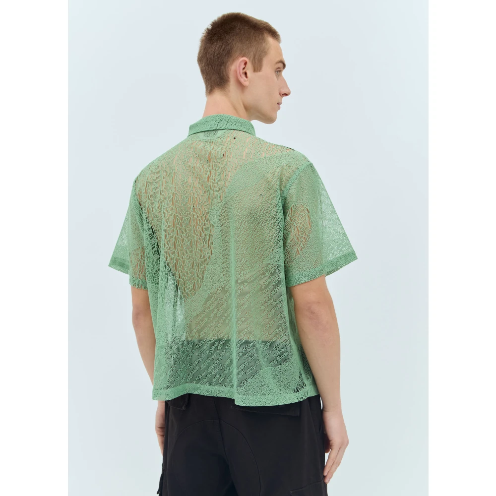 Brain Dead Mesh Shirt met Verschillende Knopen Green Heren