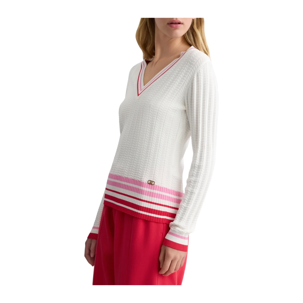 Liu Jo Stijlvolle Sweater in Milk Red Candy White Dames
