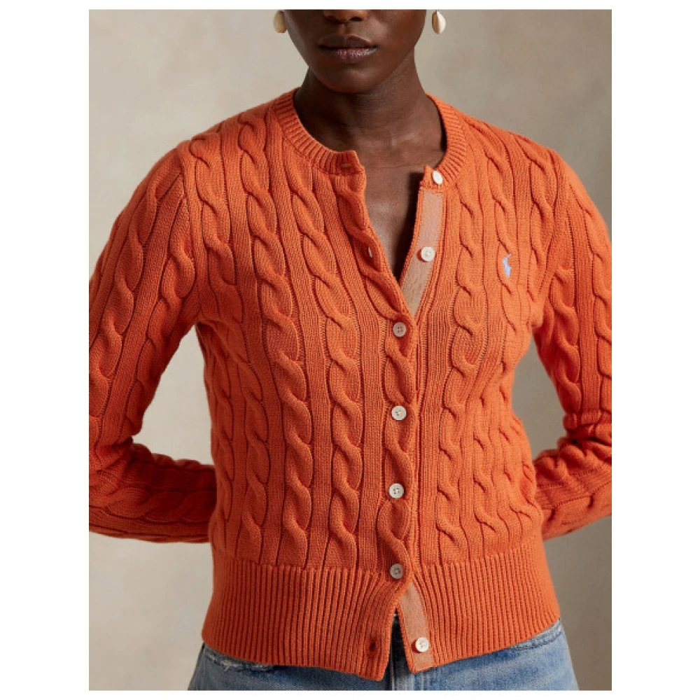 Polo Ralph Lauren Gebreide Cardigan met Iconisch Motief Orange Dames