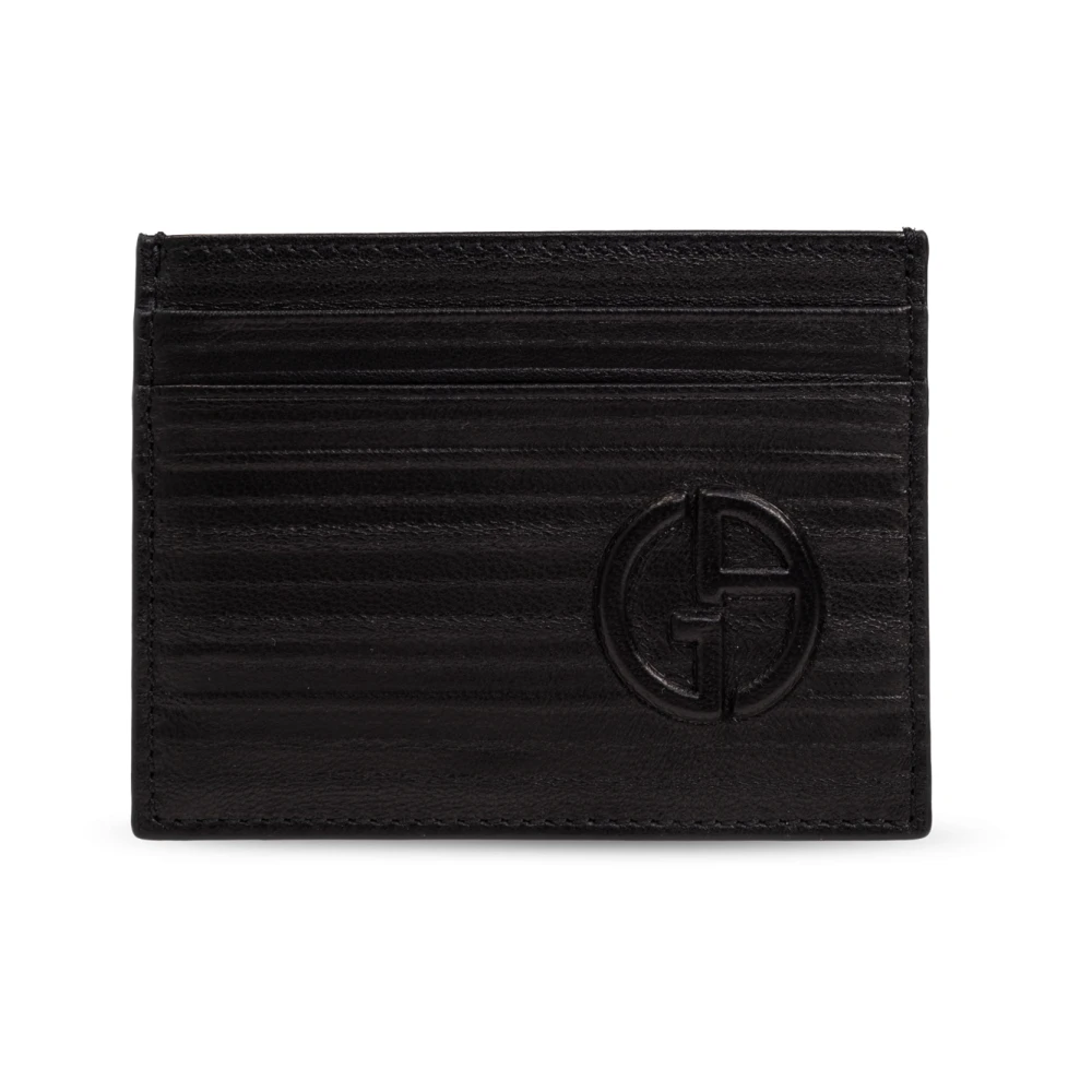 Giorgio Armani Set: kaarthouder en sleutelhanger Black Heren