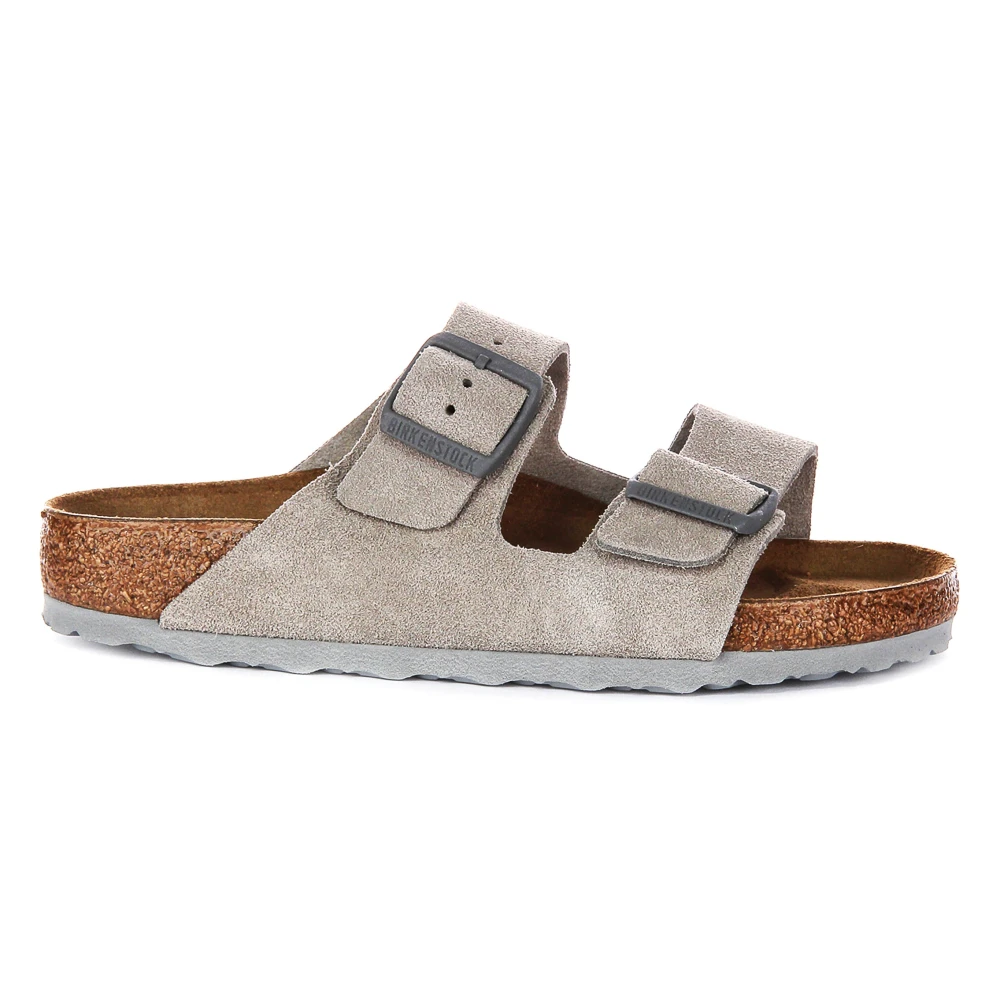 Birkenstock Women's Gray Sliders, 9 Uk, Suede Leather Sandals